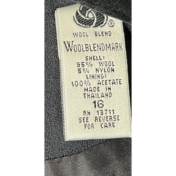 Valerie Stevens Black Single Breast Hidden Button Wool Blazer Plus Size 16 - Picture 3 of 7